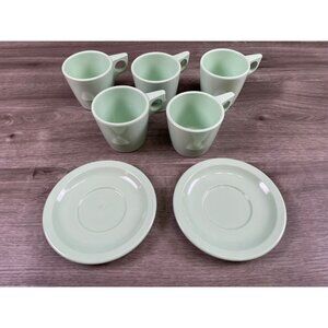 Lot of 5 Vintage Dallas Ware Coffee Cups - Pretty Seafoam Green - Made in USA